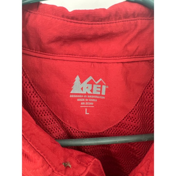 REI Men's red short sleeve button front shirt quick dry size large - Picture 5 of 6